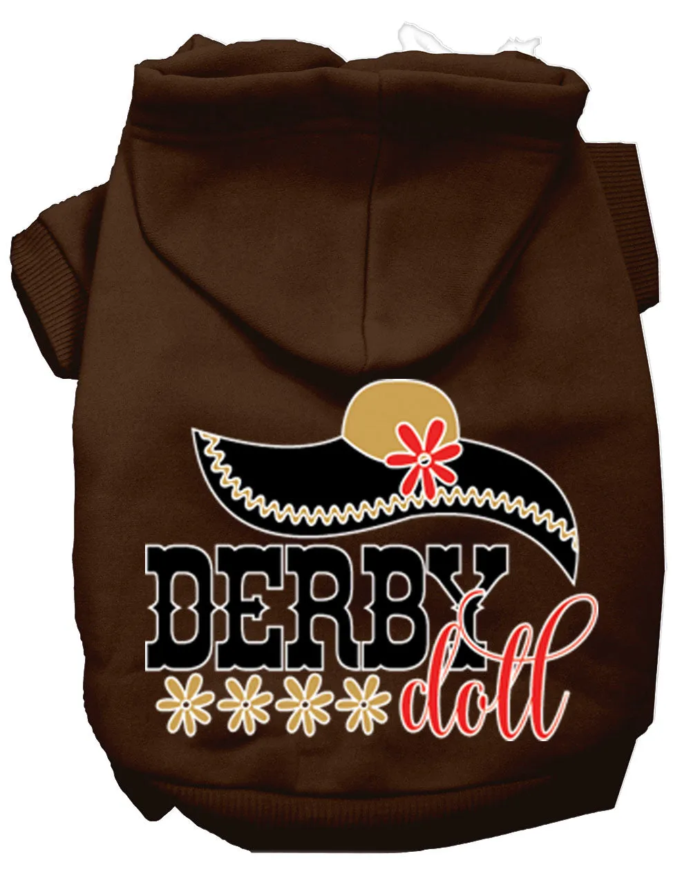 Derby Doll Screen Print Dog Hoodie Brown Xl