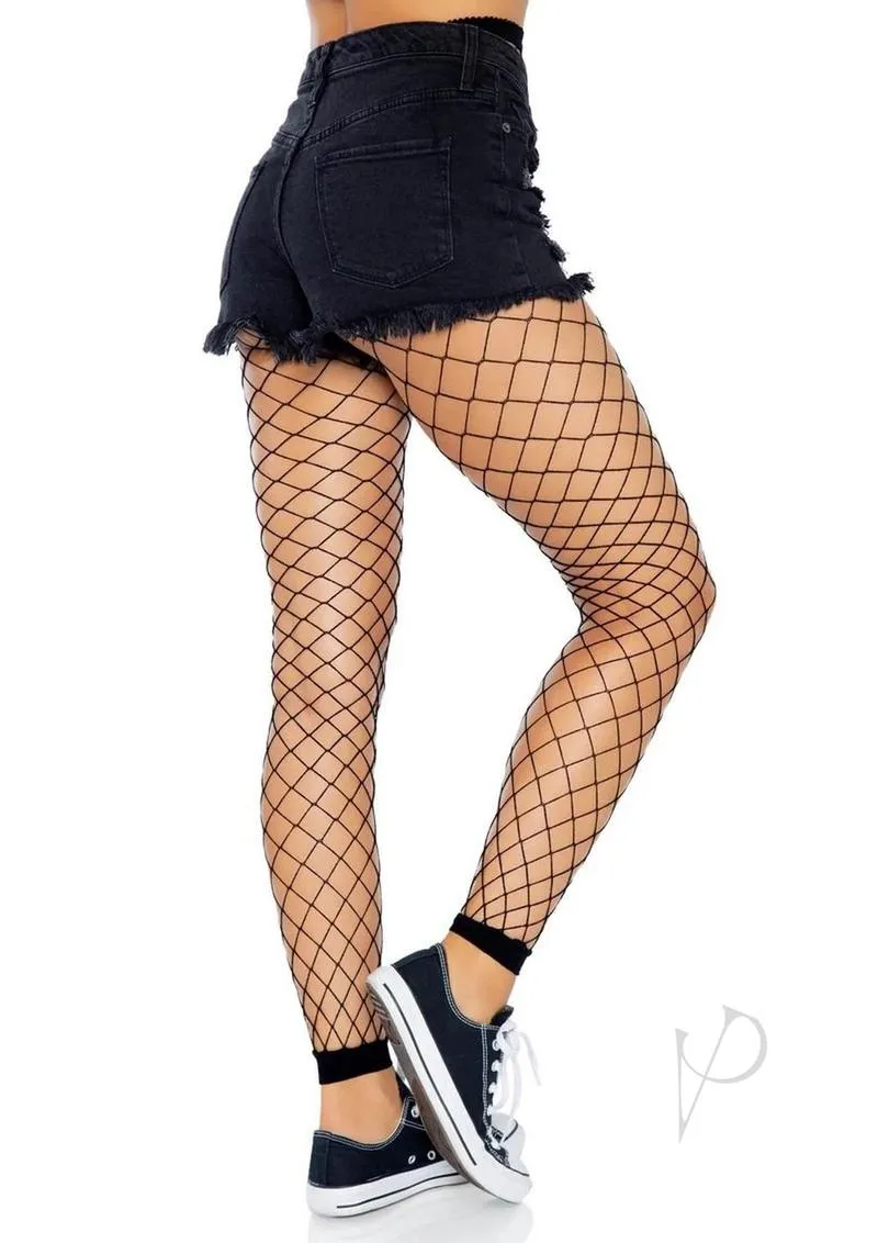 Diamond Net Footless Tights Os Blk