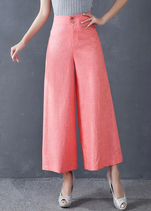 diy Blue High Waist Button Wide Leg Fall Pants Trousers