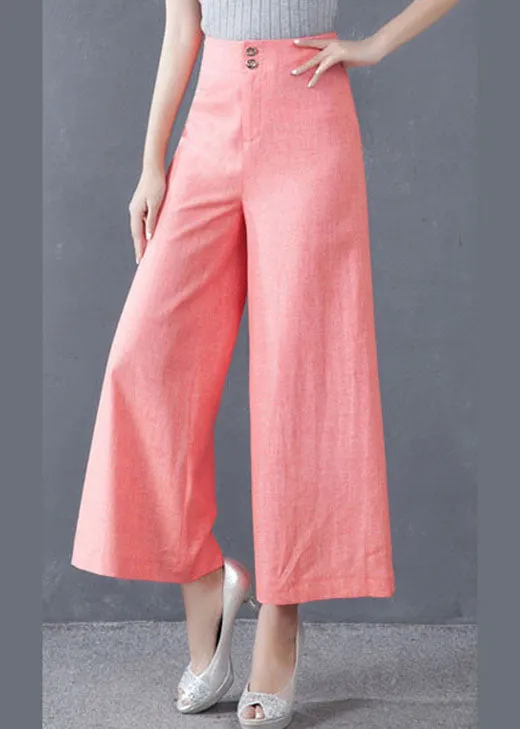 diy Blue High Waist Button Wide Leg Fall Pants Trousers