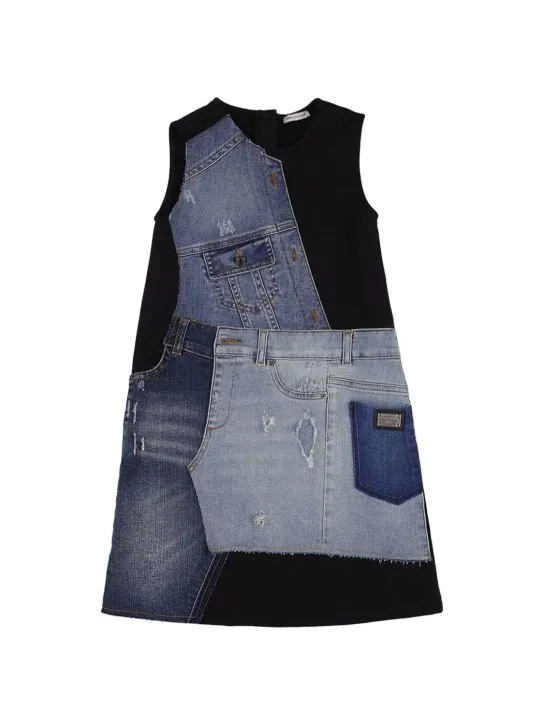 Dolce&amp;Gabbana   Denim &amp; cotton jersey patchwork dress 