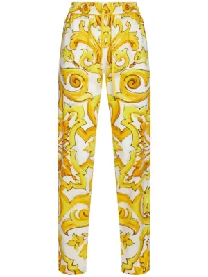 Dolce&amp;Gabbana   Printed elastic waist wide pants 