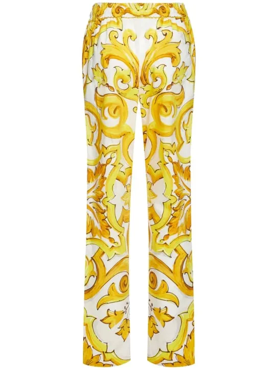 Dolce&amp;Gabbana   Printed elastic waist wide pants 