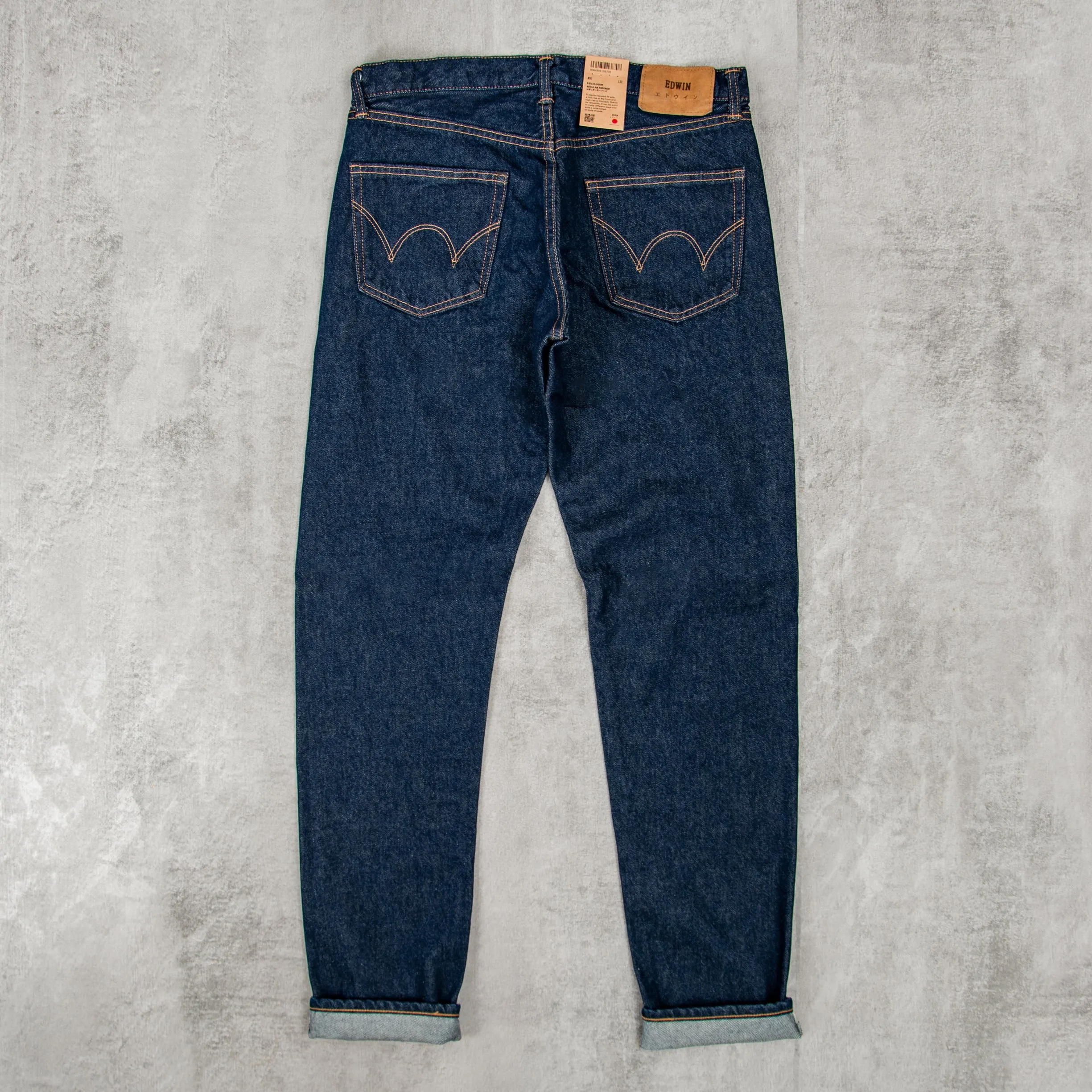 Edwin Regular Tapered Jeans Kaihara Opened Denim - Blue Rinsed