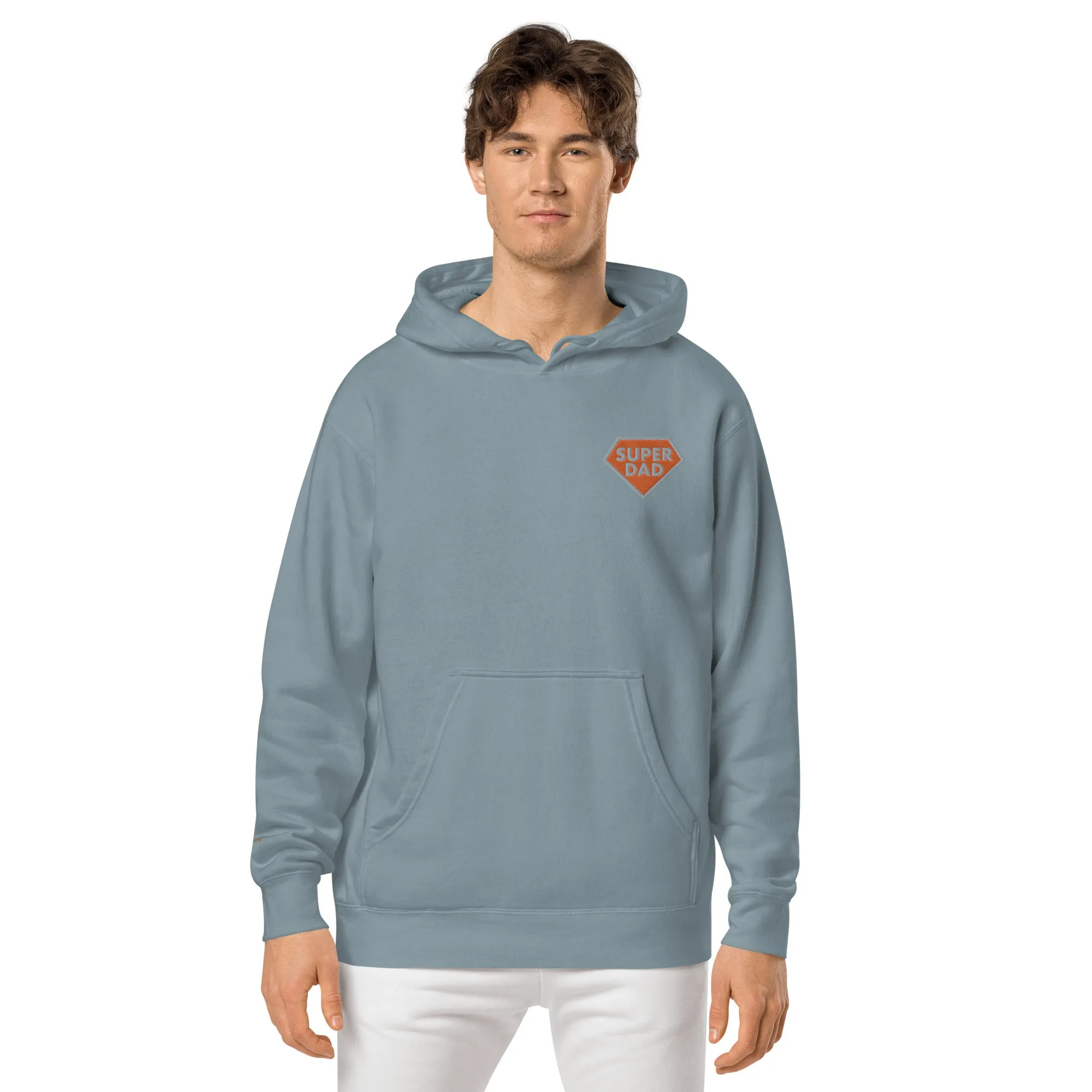 Embroidered Super Dad Unisex Pigment-Dyed Hoodie