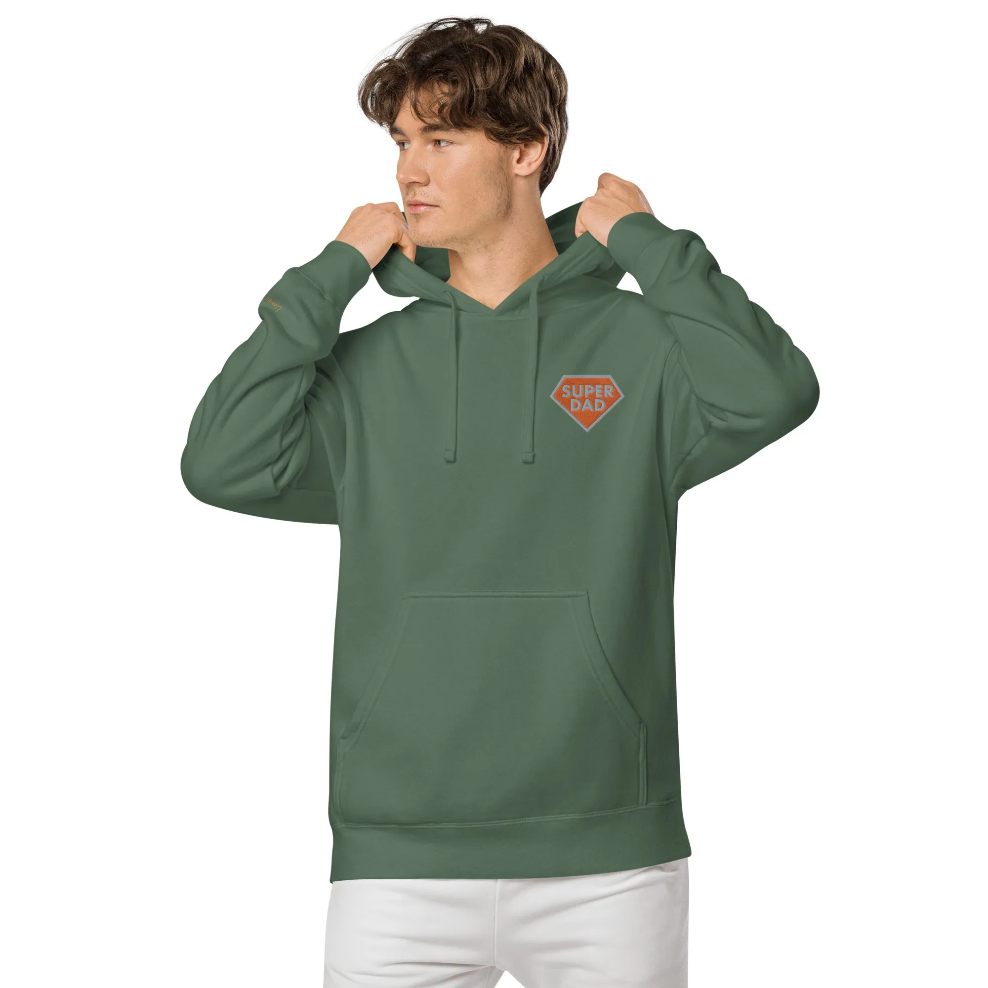 Embroidered Super Dad Unisex Pigment-Dyed Hoodie