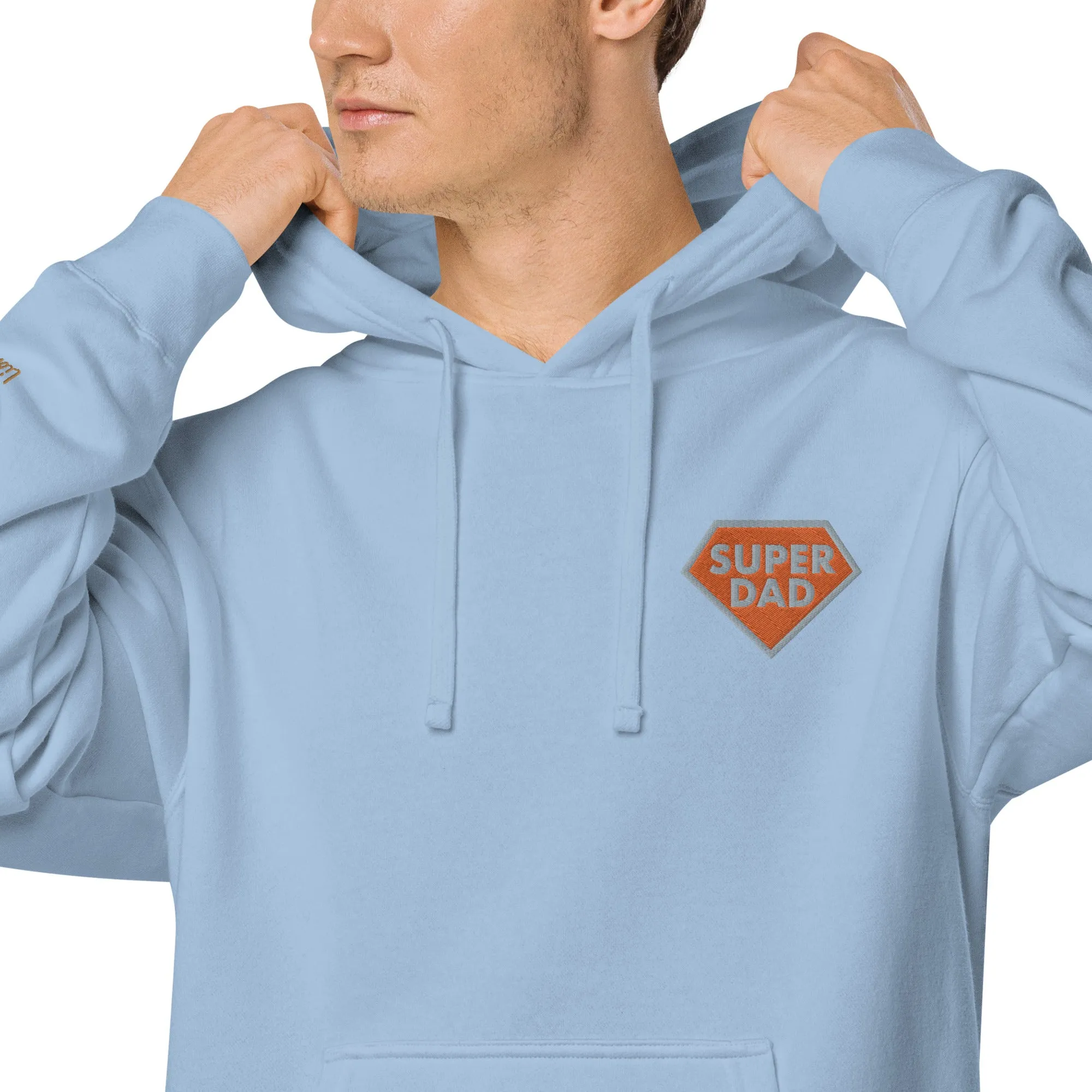 Embroidered Super Dad Unisex Pigment-Dyed Hoodie