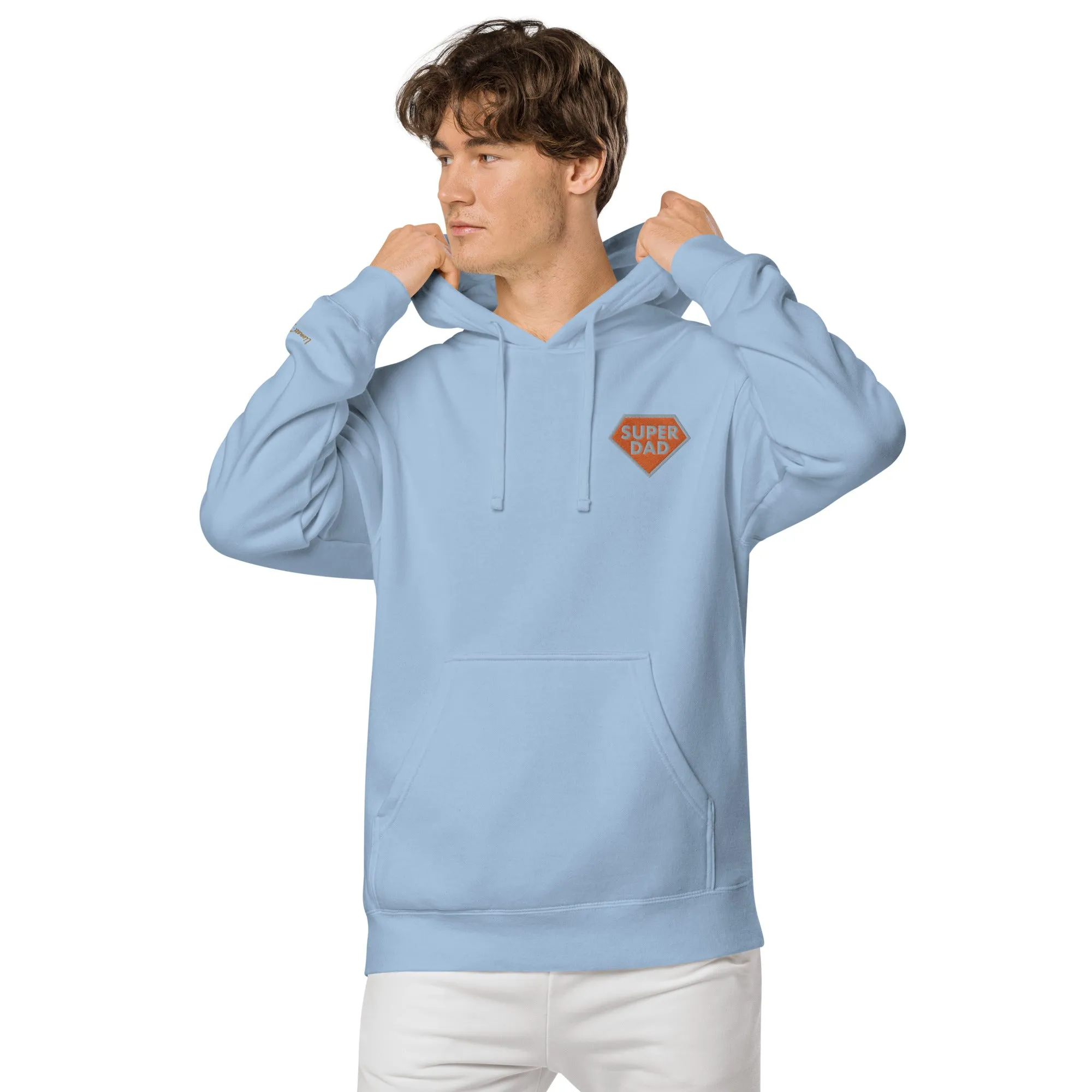 Embroidered Super Dad Unisex Pigment-Dyed Hoodie