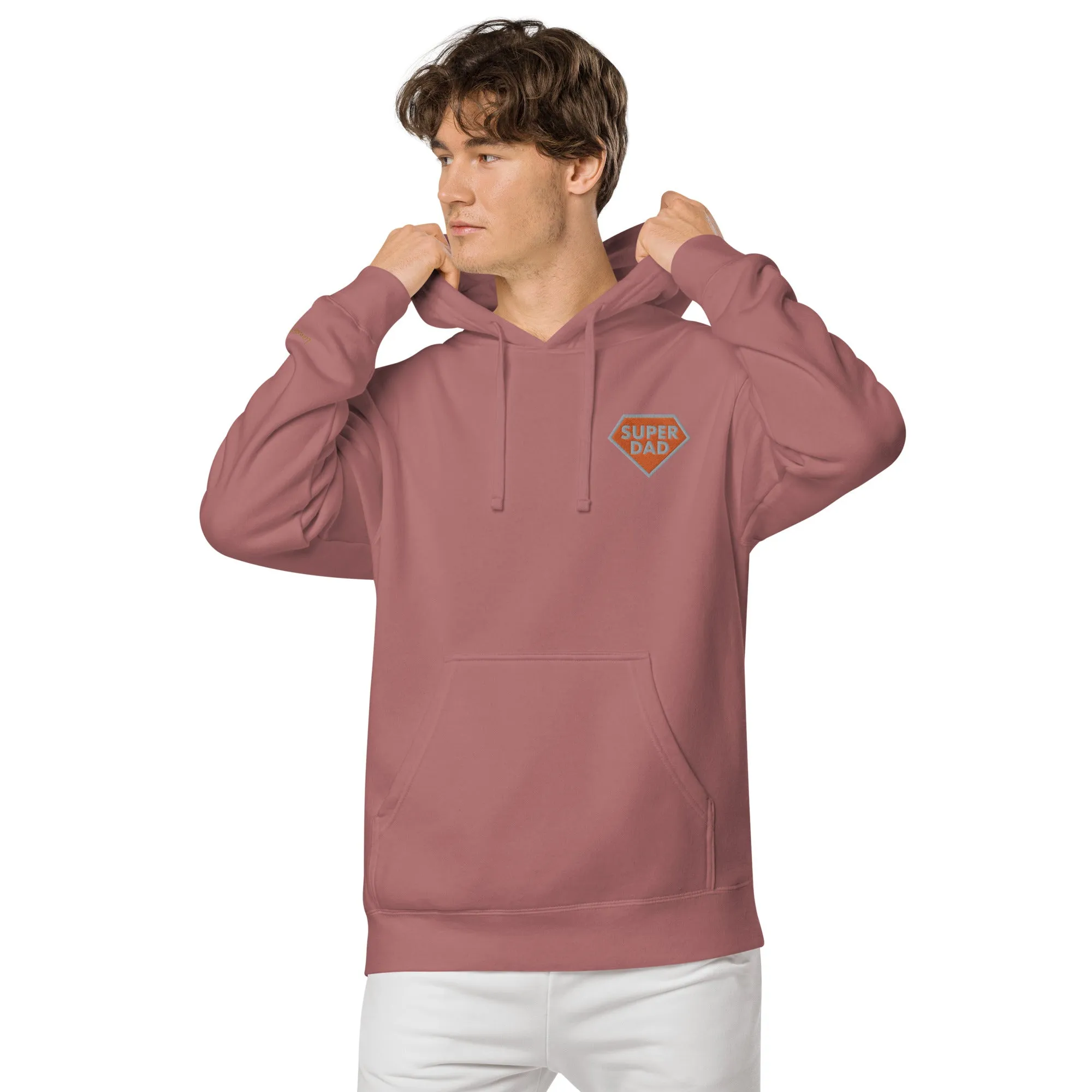 Embroidered Super Dad Unisex Pigment-Dyed Hoodie