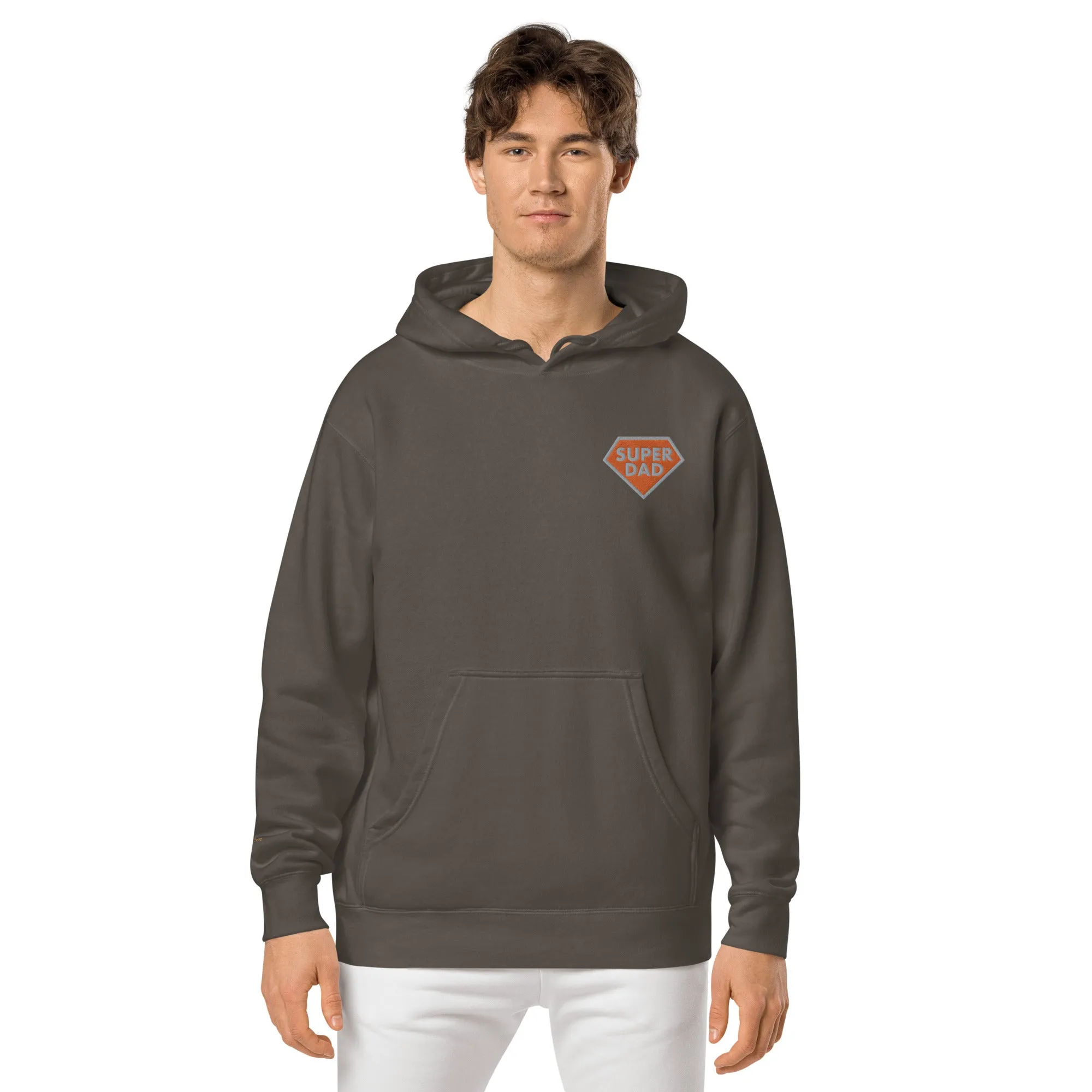 Embroidered Super Dad Unisex Pigment-Dyed Hoodie