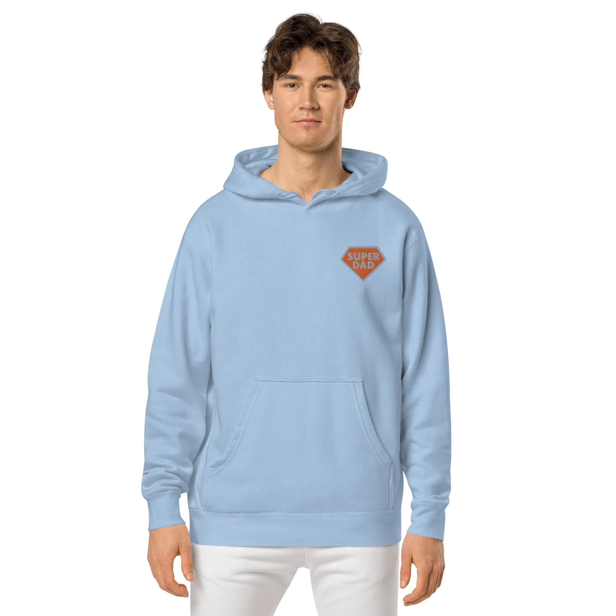 Embroidered Super Dad Unisex Pigment-Dyed Hoodie