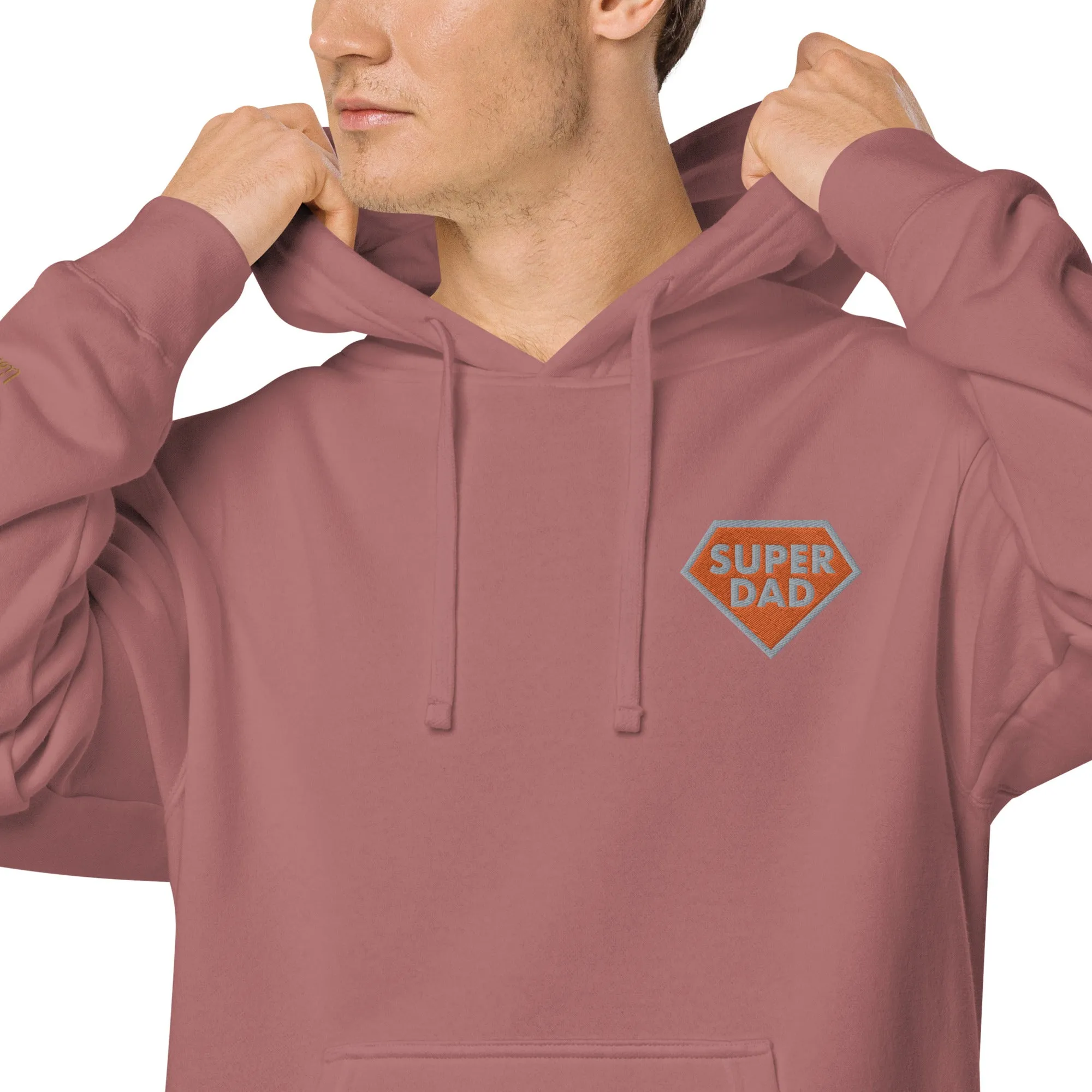 Embroidered Super Dad Unisex Pigment-Dyed Hoodie