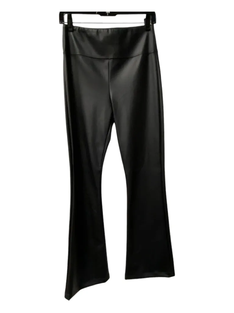 Enza Costa Size 2 Black PU leather High Waist No pockets Flare Seam Detail Pants