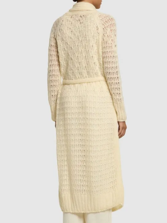 Ermanno Scervino   Openwork mohair blend long cardigan 