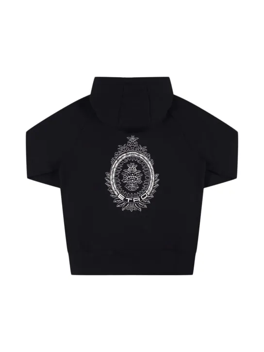 Etro   Embroidered cotton jersey hoodie 