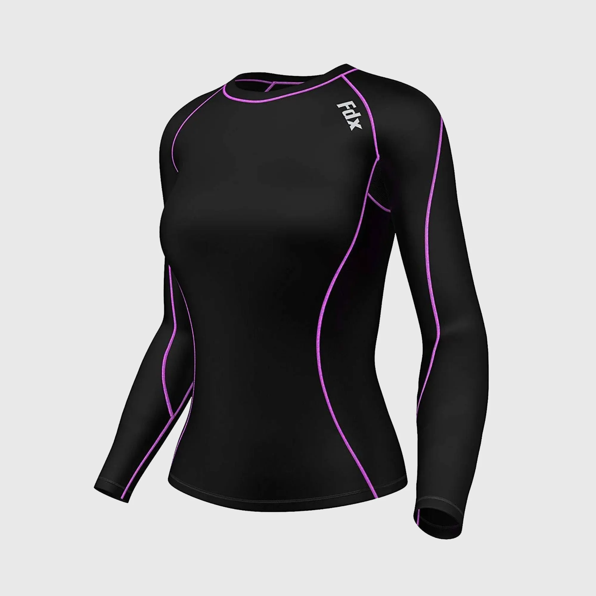 Fdx Monarch Purple Women's & Girl's Base Layer Long Sleeve Compression Top