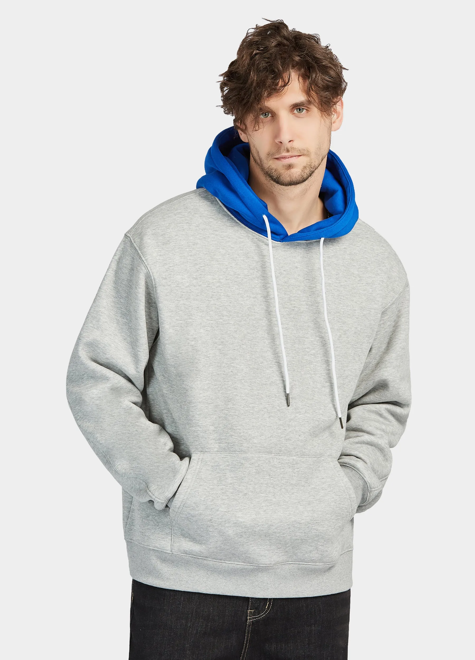 Finepeek Men's Color Block Fleece Hoodie Sweatshirt