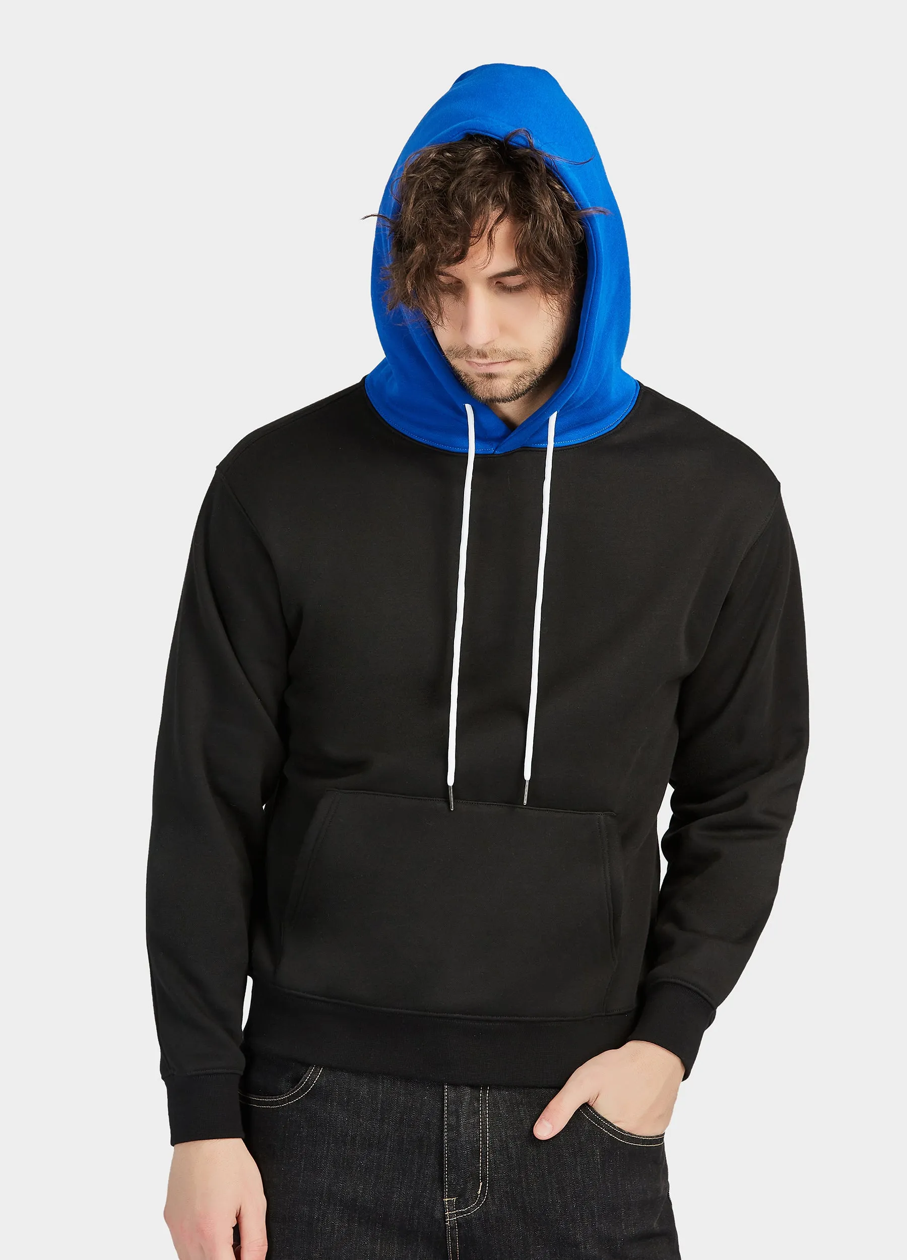 Finepeek Men's Color Block Fleece Hoodie Sweatshirt