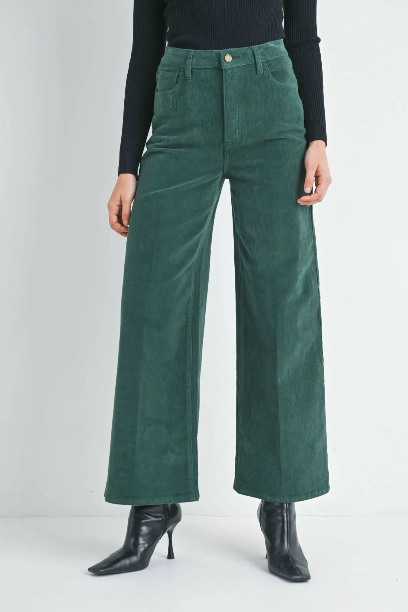 Forest Green Wide Leg Corduroy