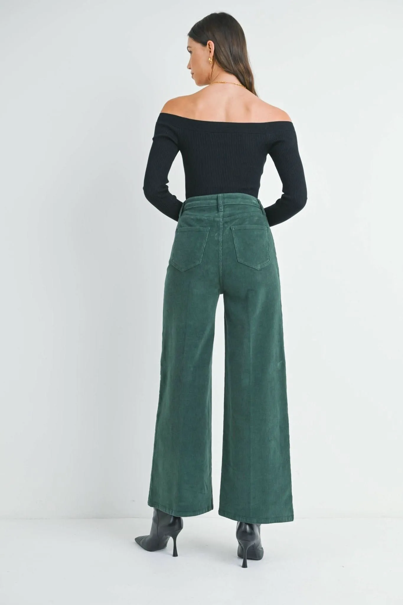 Forest Green Wide Leg Corduroy