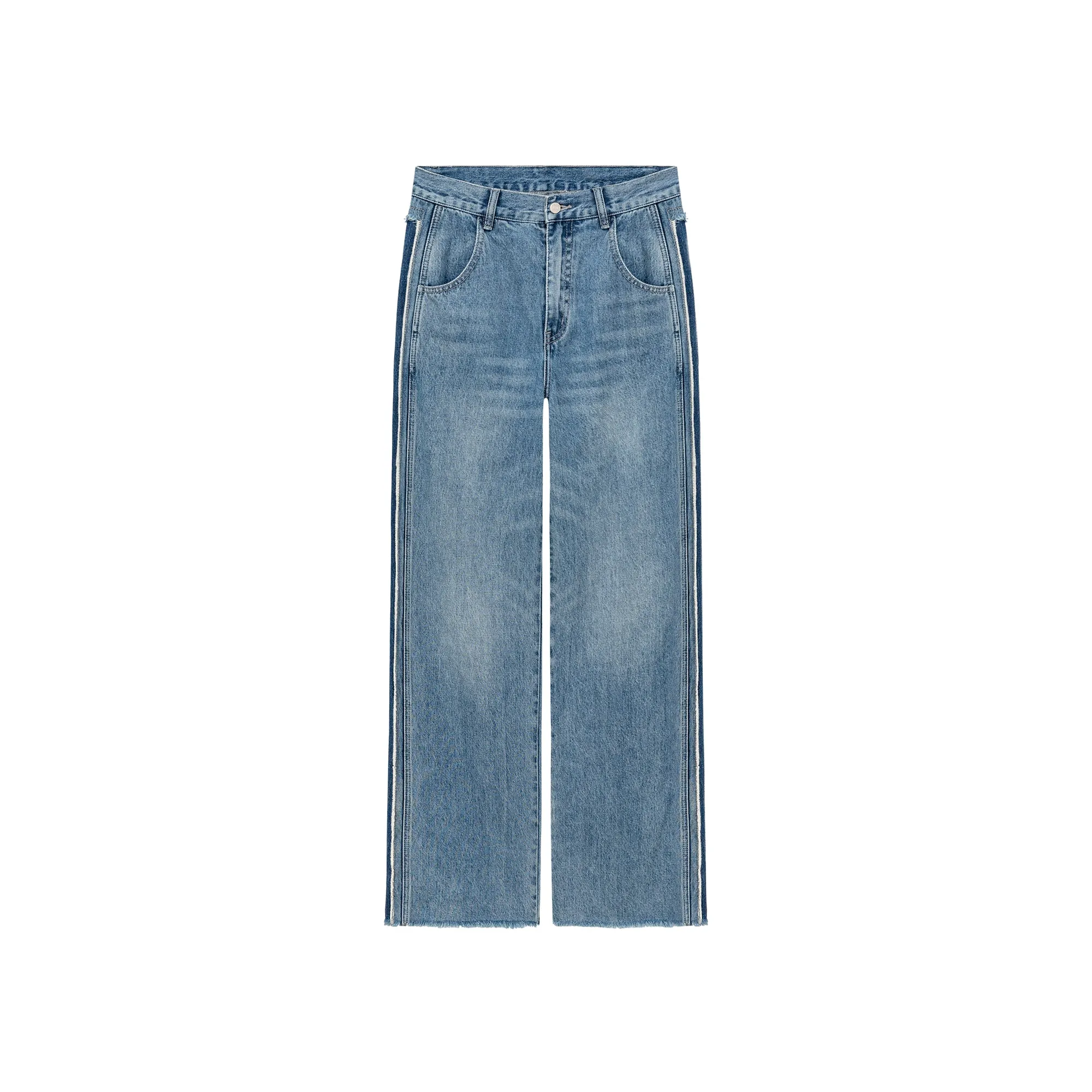 Frayed Denim Straight Jeans