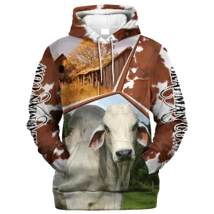 Funny Brahman Farm In The Fall Hoodie, Winter Apparel For Farm Lover