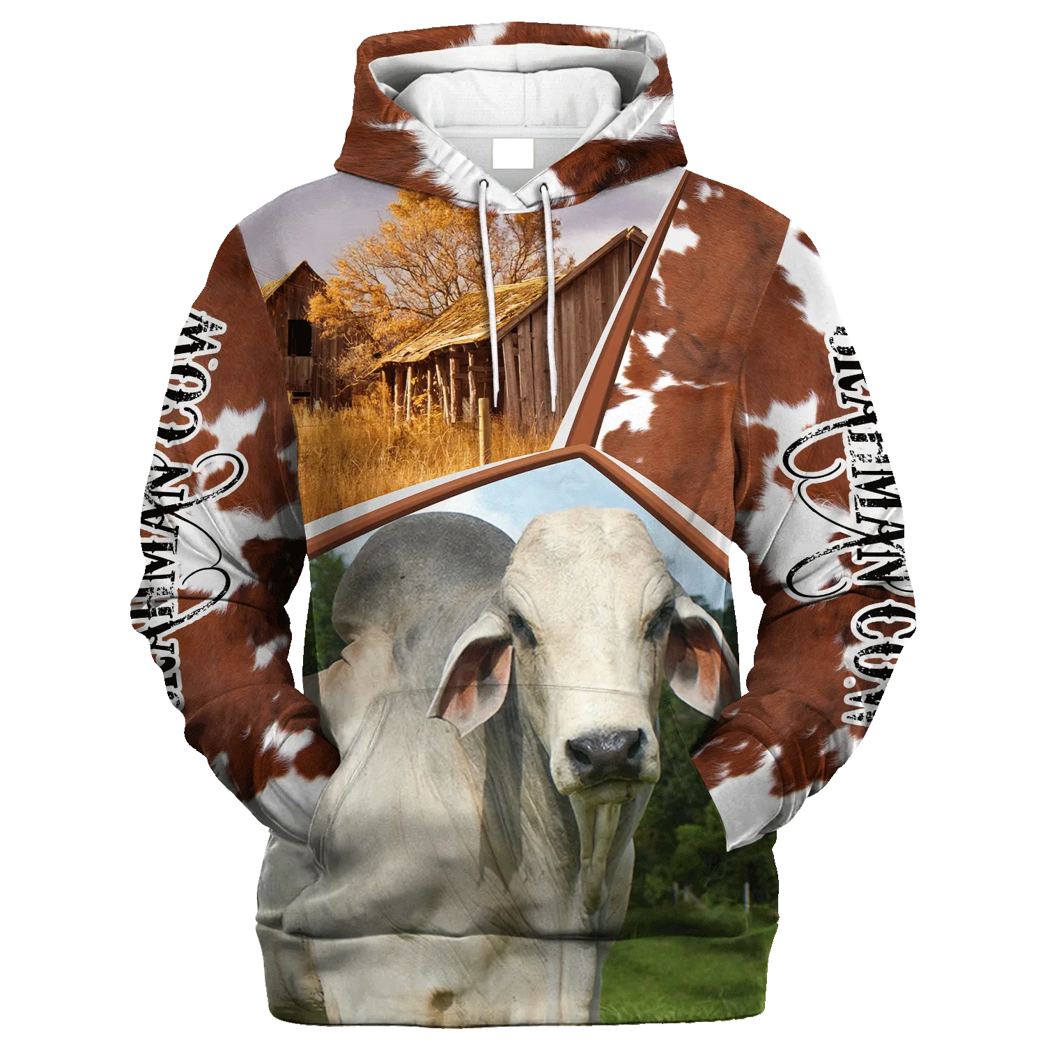 Funny Brahman Farm In The Fall Hoodie, Winter Apparel For Farm Lover