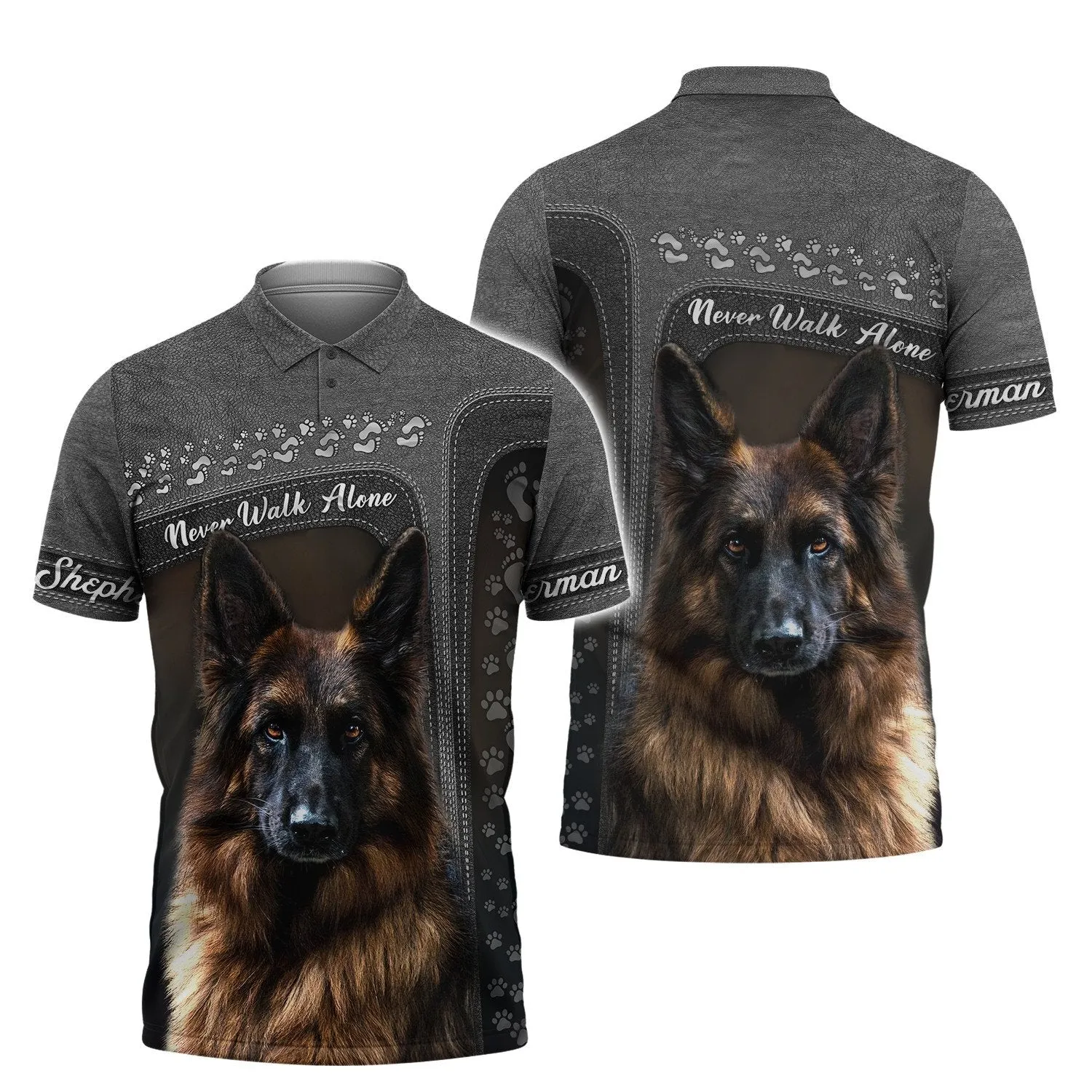 German Shepherd Lover Never Walk Alone 3D Full Print, Custom Memorial Apparel Shirts, Dog Memorial Gifts for loss of Dog