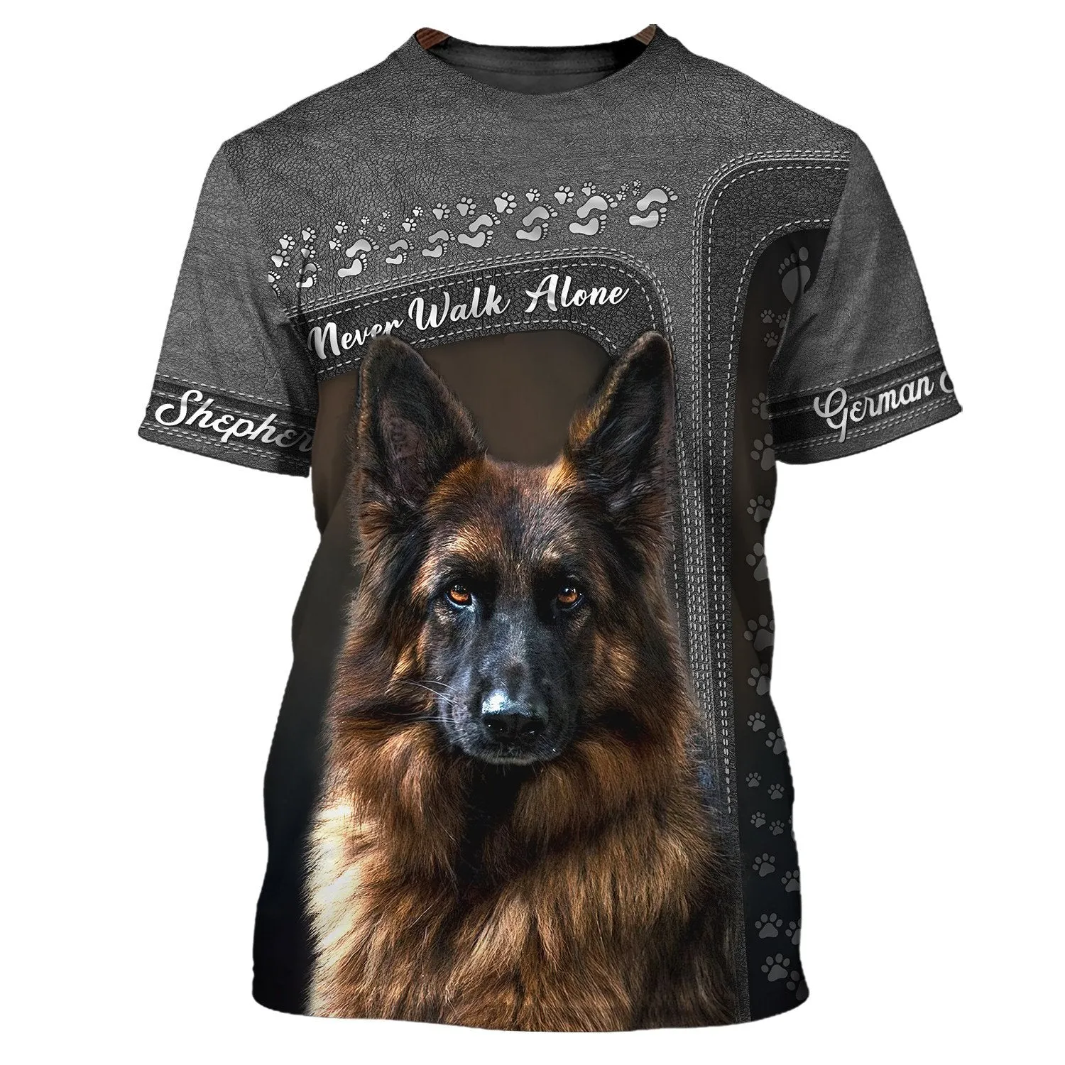 German Shepherd Lover Never Walk Alone 3D Full Print, Custom Memorial Apparel Shirts, Dog Memorial Gifts for loss of Dog