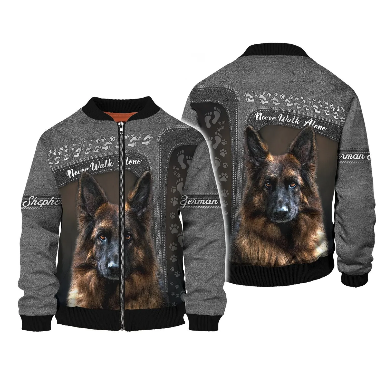 German Shepherd Lover Never Walk Alone 3D Full Print, Custom Memorial Apparel Shirts, Dog Memorial Gifts for loss of Dog