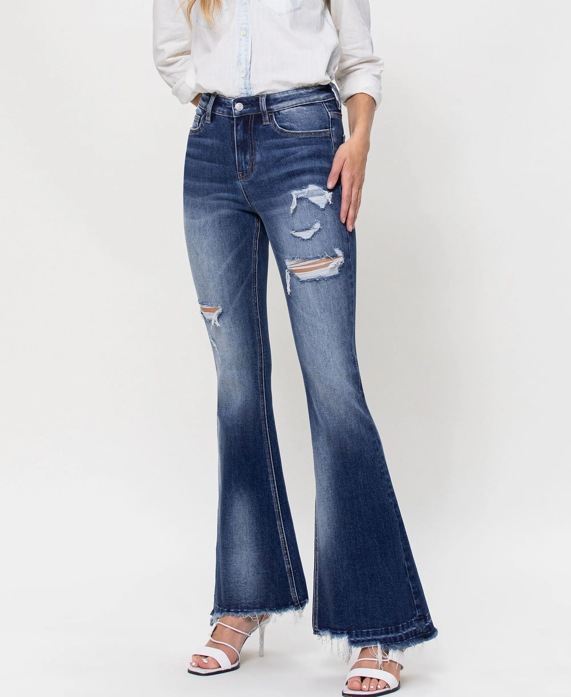 Giant Step - Distressed High Rise Flare Jeans