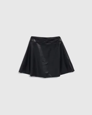 Girls Faux Leather Pleated Skirt