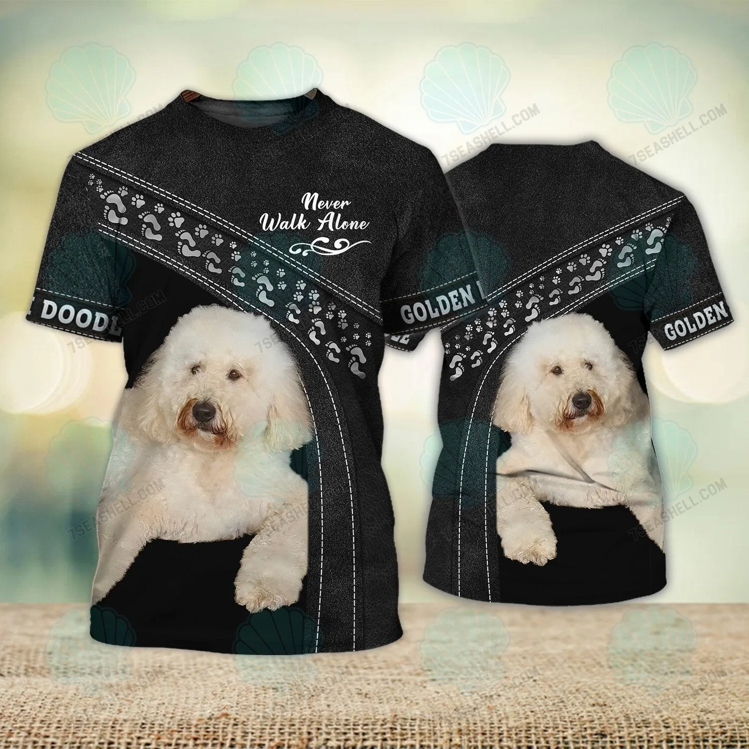 Golden Doodle Black Love Never Walk Alone Love 3D Full Print Shirts, Christmas Dog Memorial Gifts for loss of Dog