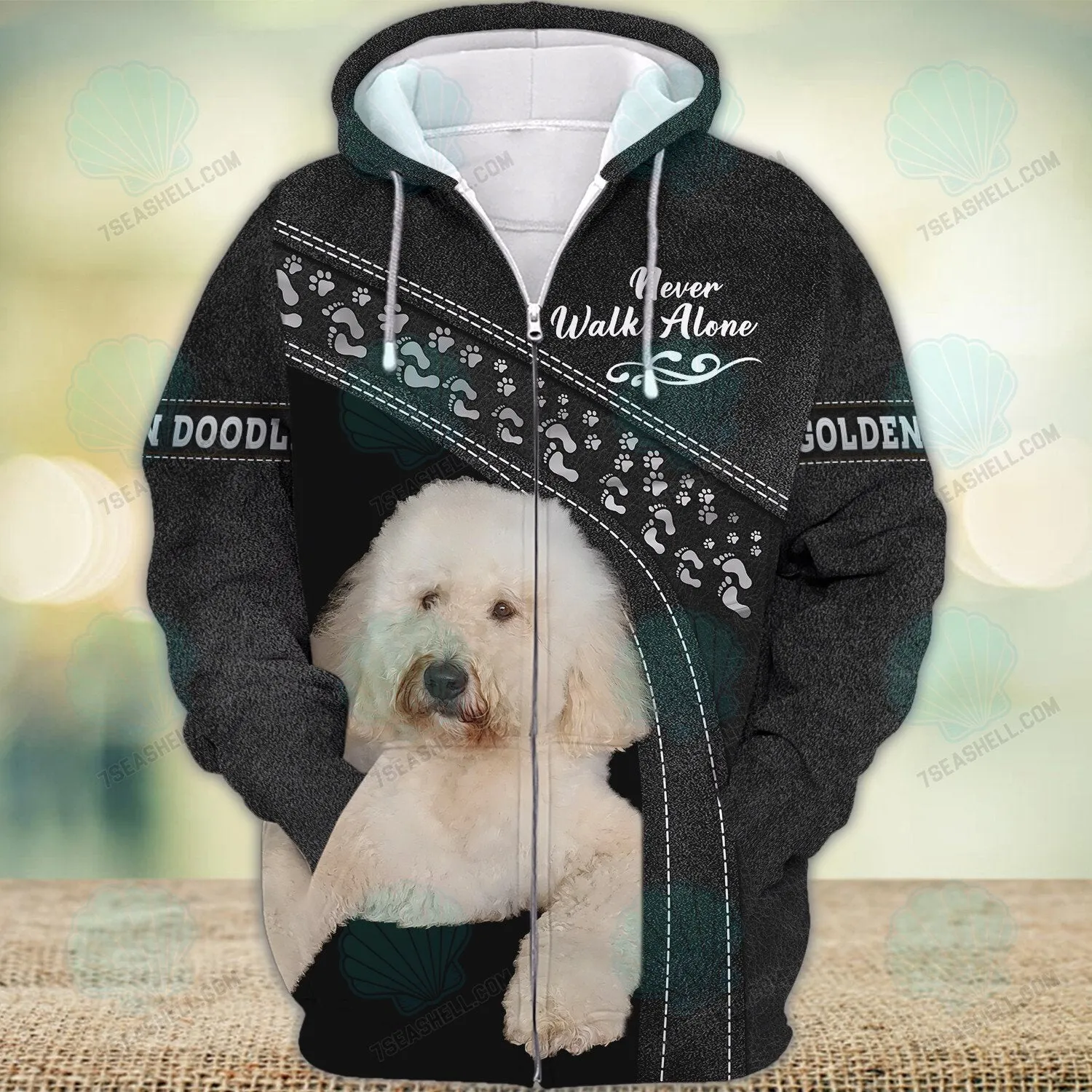 Golden Doodle Black Love Never Walk Alone Love 3D Full Print Shirts, Christmas Dog Memorial Gifts for loss of Dog