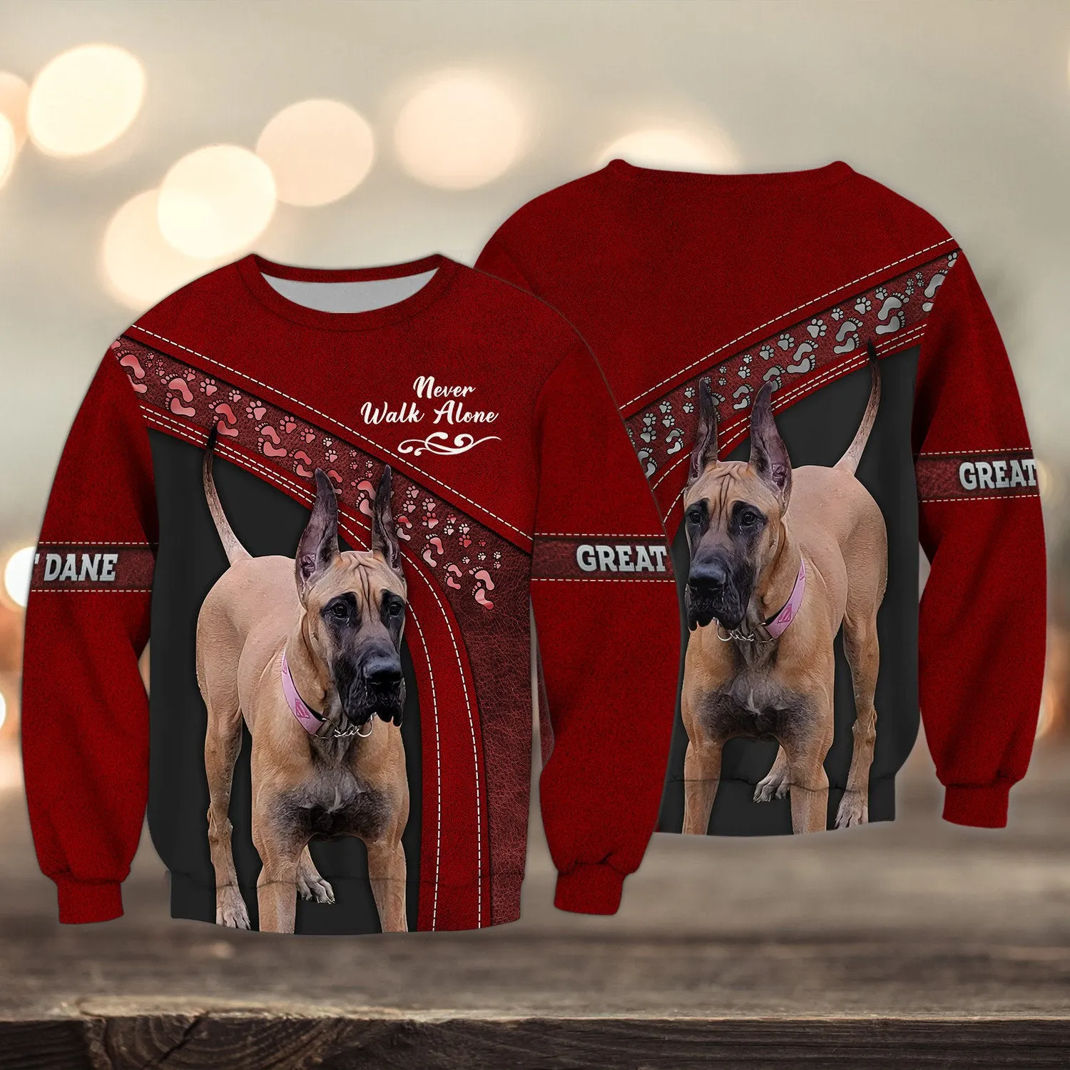 Great Dane Love Multicolor Option Never Walk Alone 3D Full Print Sweatshirt