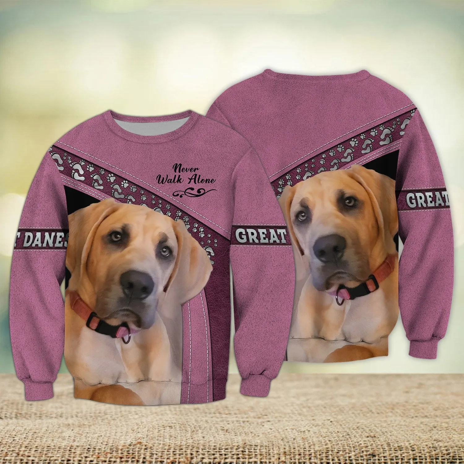 Great Dane Love Multicolor Option Never Walk Alone 3D Full Print Sweatshirt