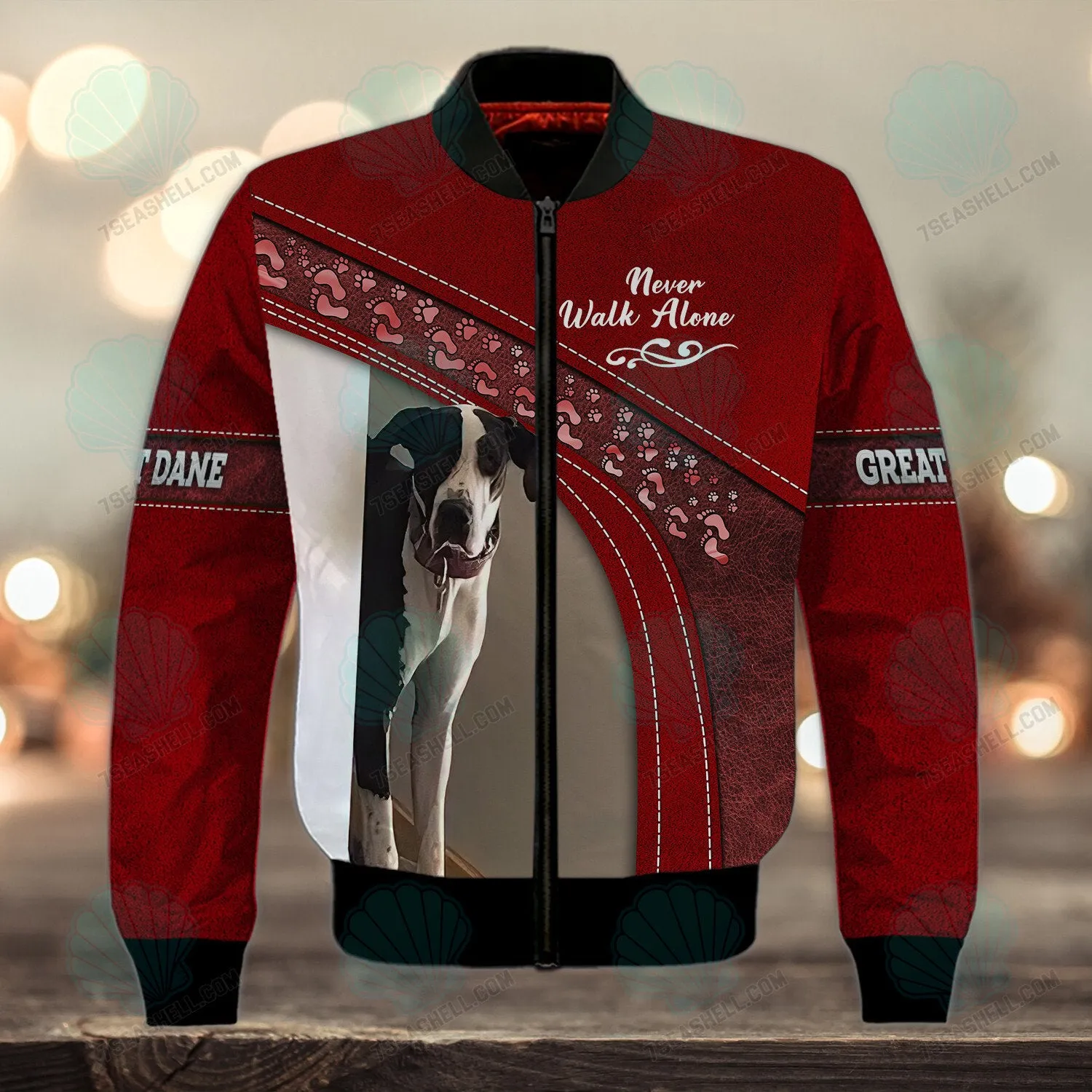 Great Dane Love Red Never Walk Alone 3D Full Print Shirts, Christmas Dog Memorial Gifts for loss of Dog