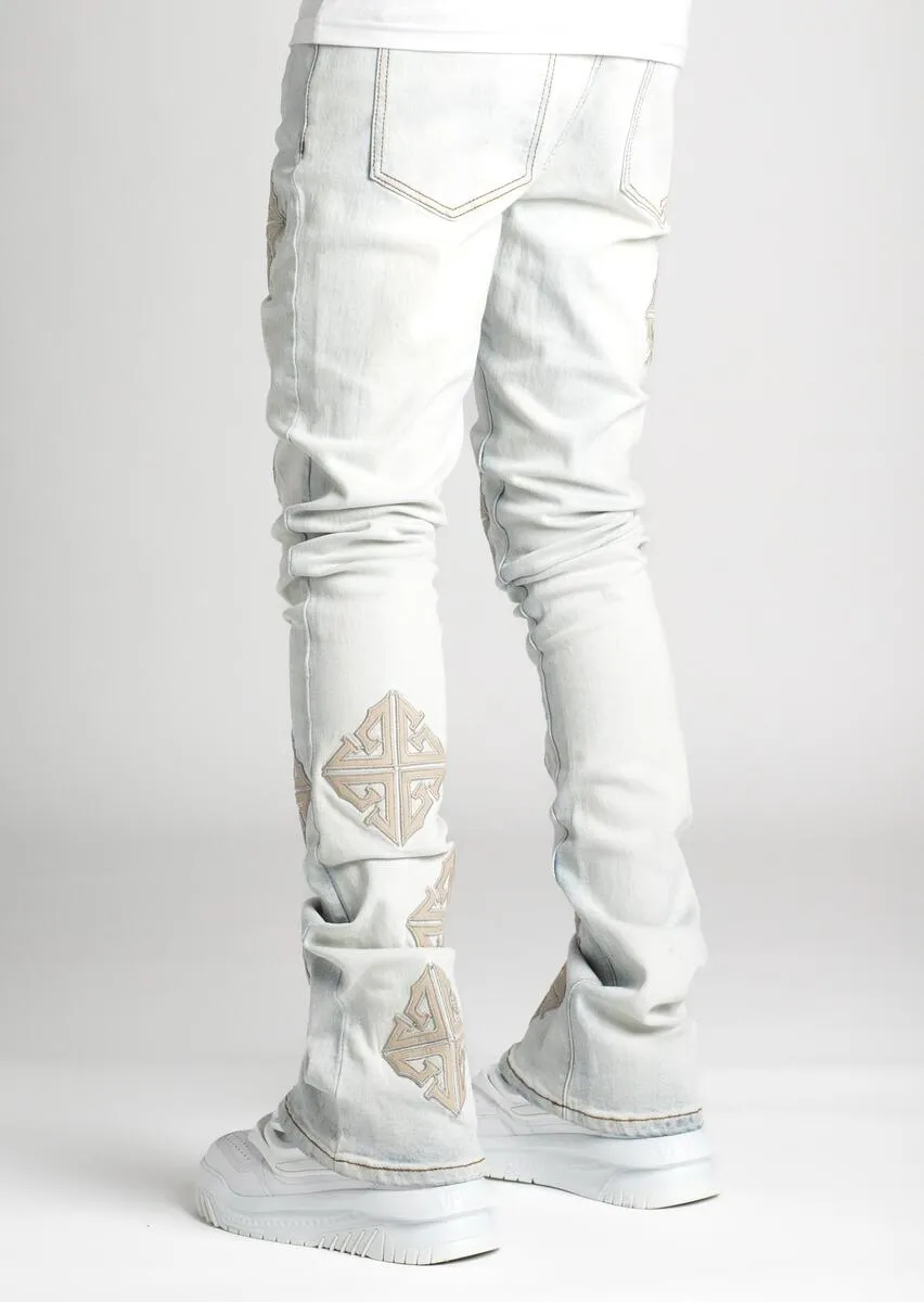 Guapi - Icon Stacked Denim Jeans (Powder Blue)