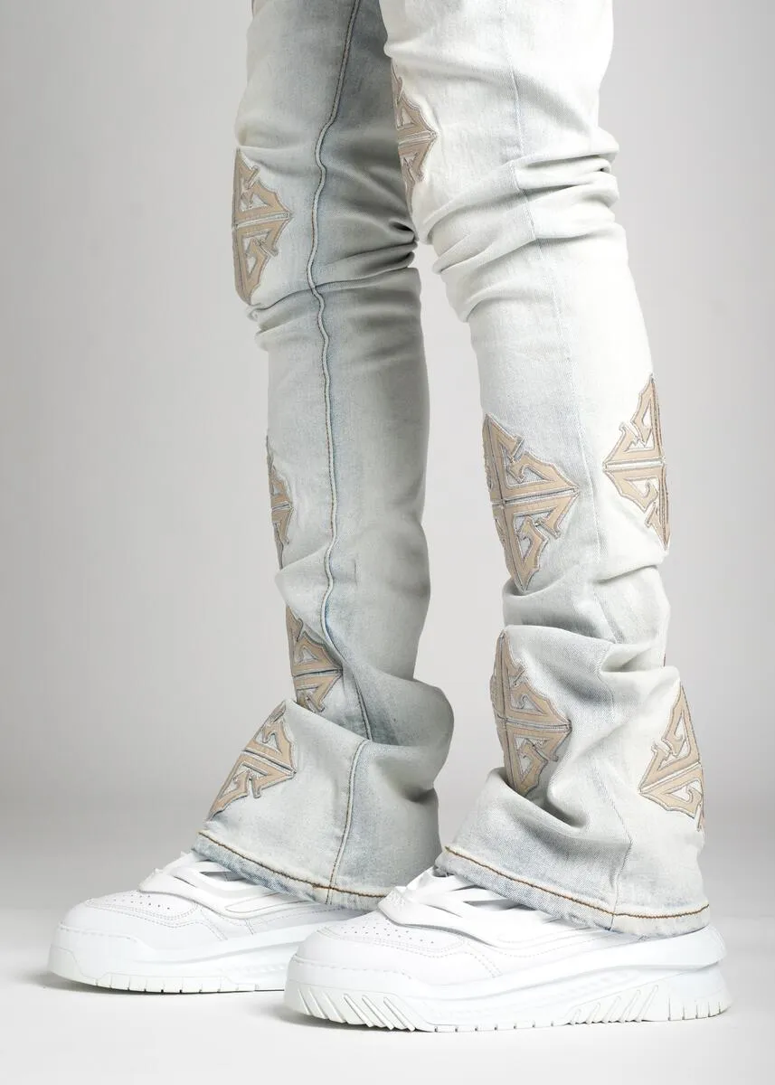 Guapi - Icon Stacked Denim Jeans (Powder Blue)