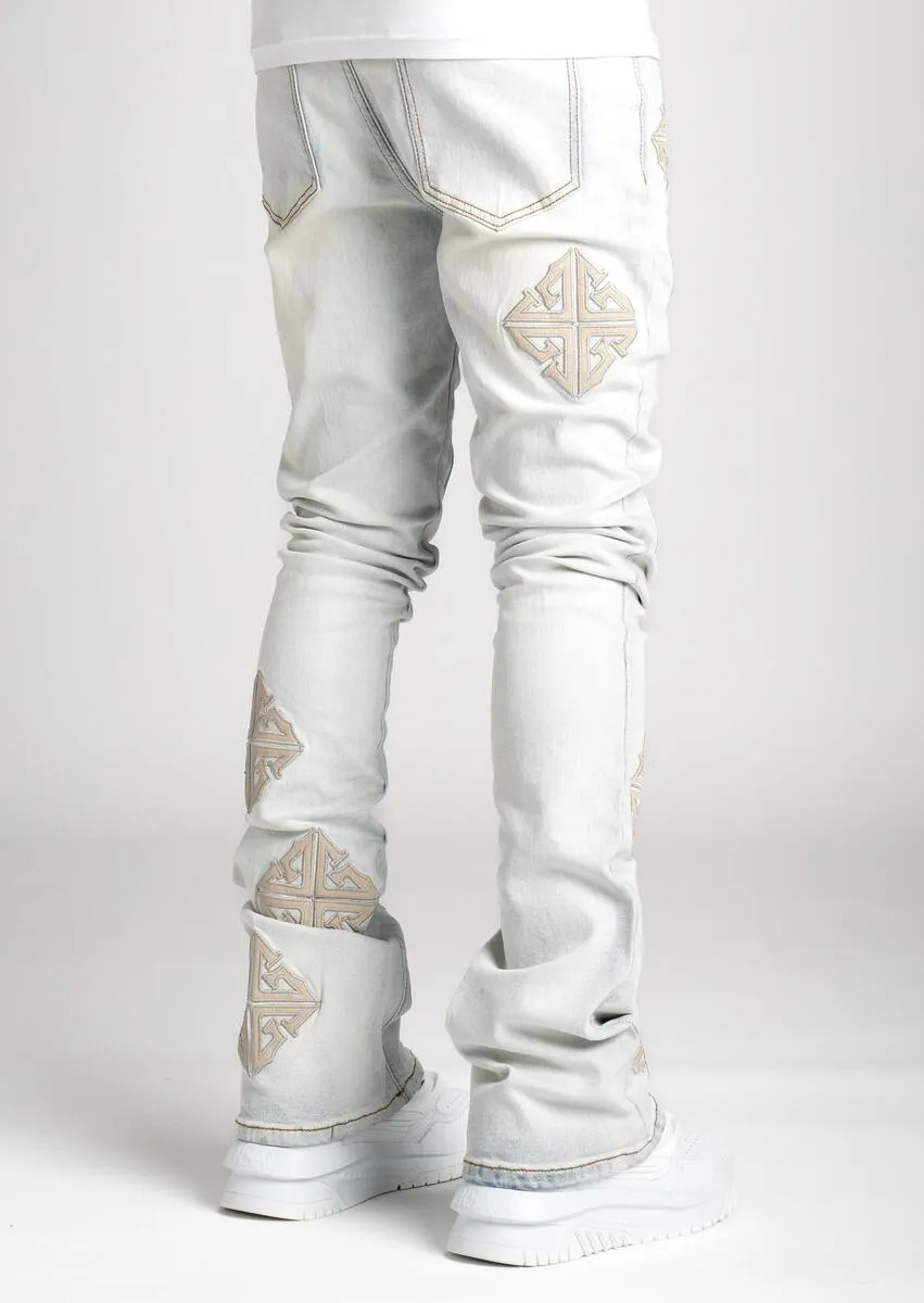 Guapi - Icon Stacked Denim Jeans (Powder Blue)