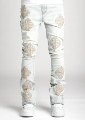 Guapi - Icon Stacked Denim Jeans (Powder Blue)