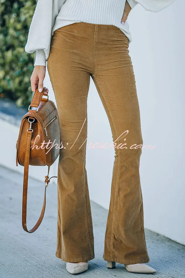 Gwen Elastic Waist Bell Bottom Corduroy Pants