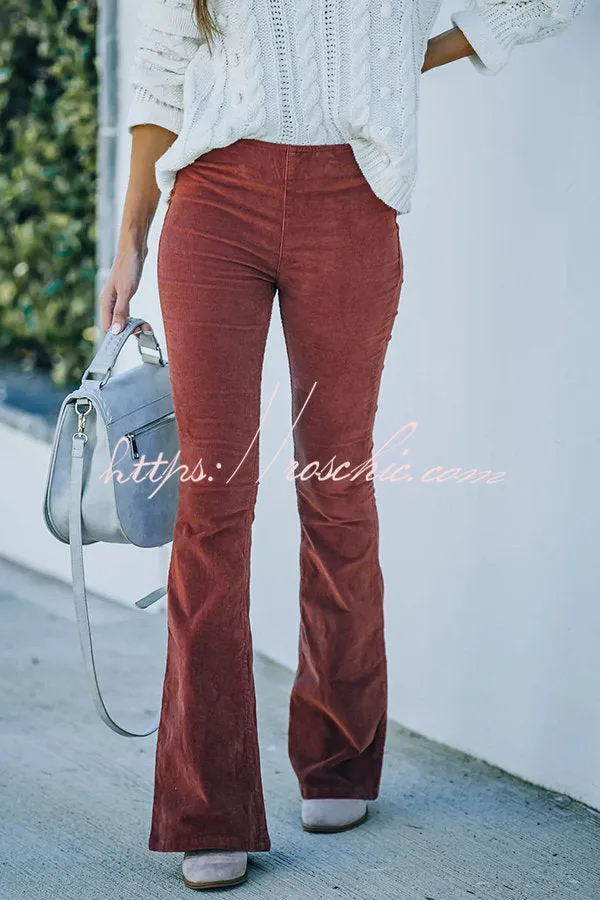 Gwen Elastic Waist Bell Bottom Corduroy Pants