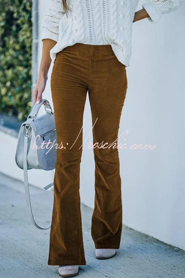 Gwen Elastic Waist Bell Bottom Corduroy Pants