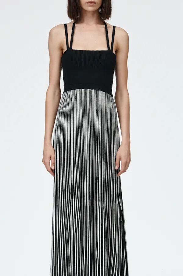 Halter Neck Dress in Black Stripe (Sold Out)