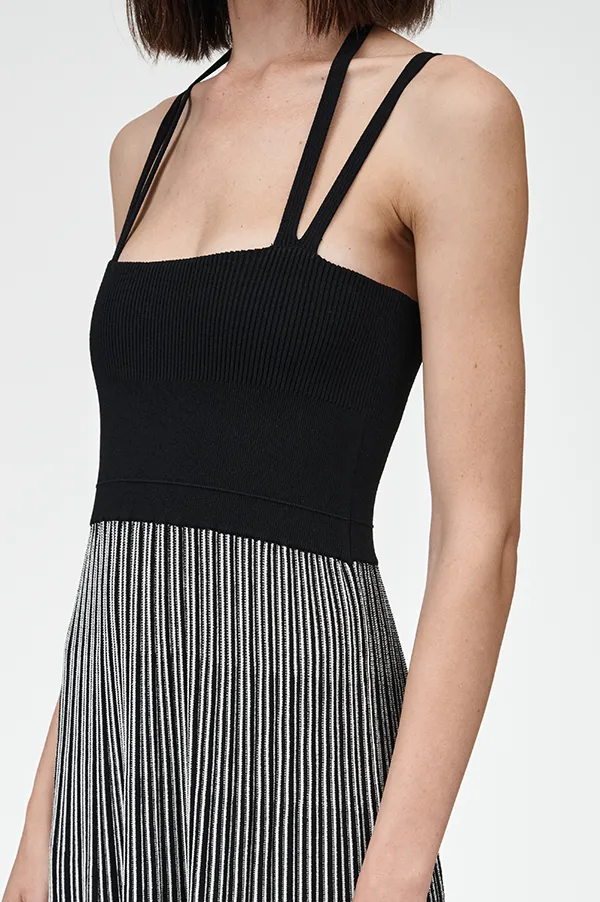 Halter Neck Dress in Black Stripe (Sold Out)