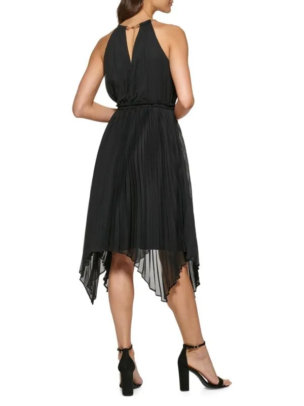 Halter Pleat Dress - Black