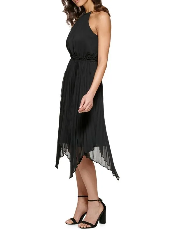 Halter Pleat Dress - Black