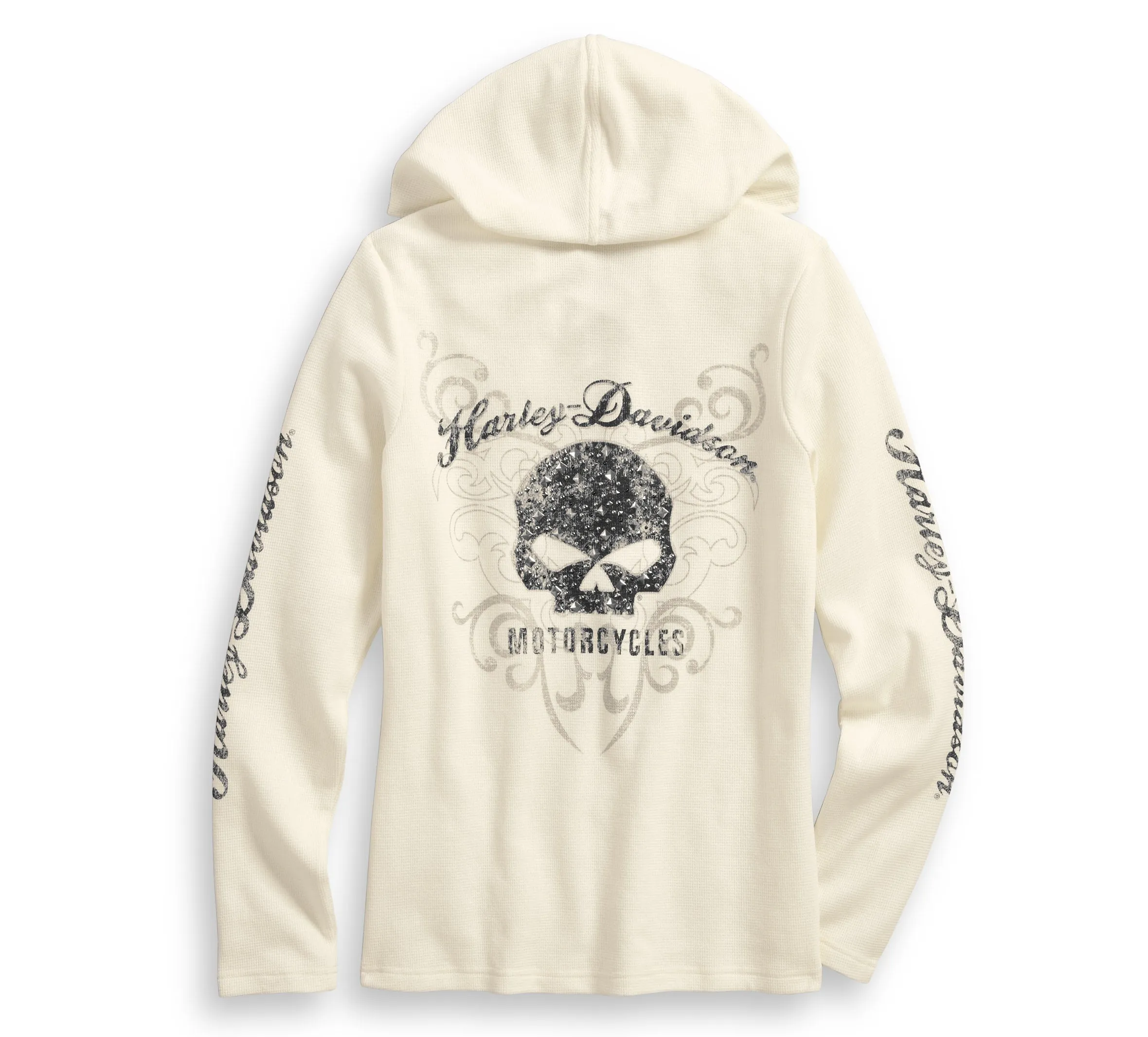 Harley-Davidson Women's Scroll Skull Hooded Henley - 99131-17VW