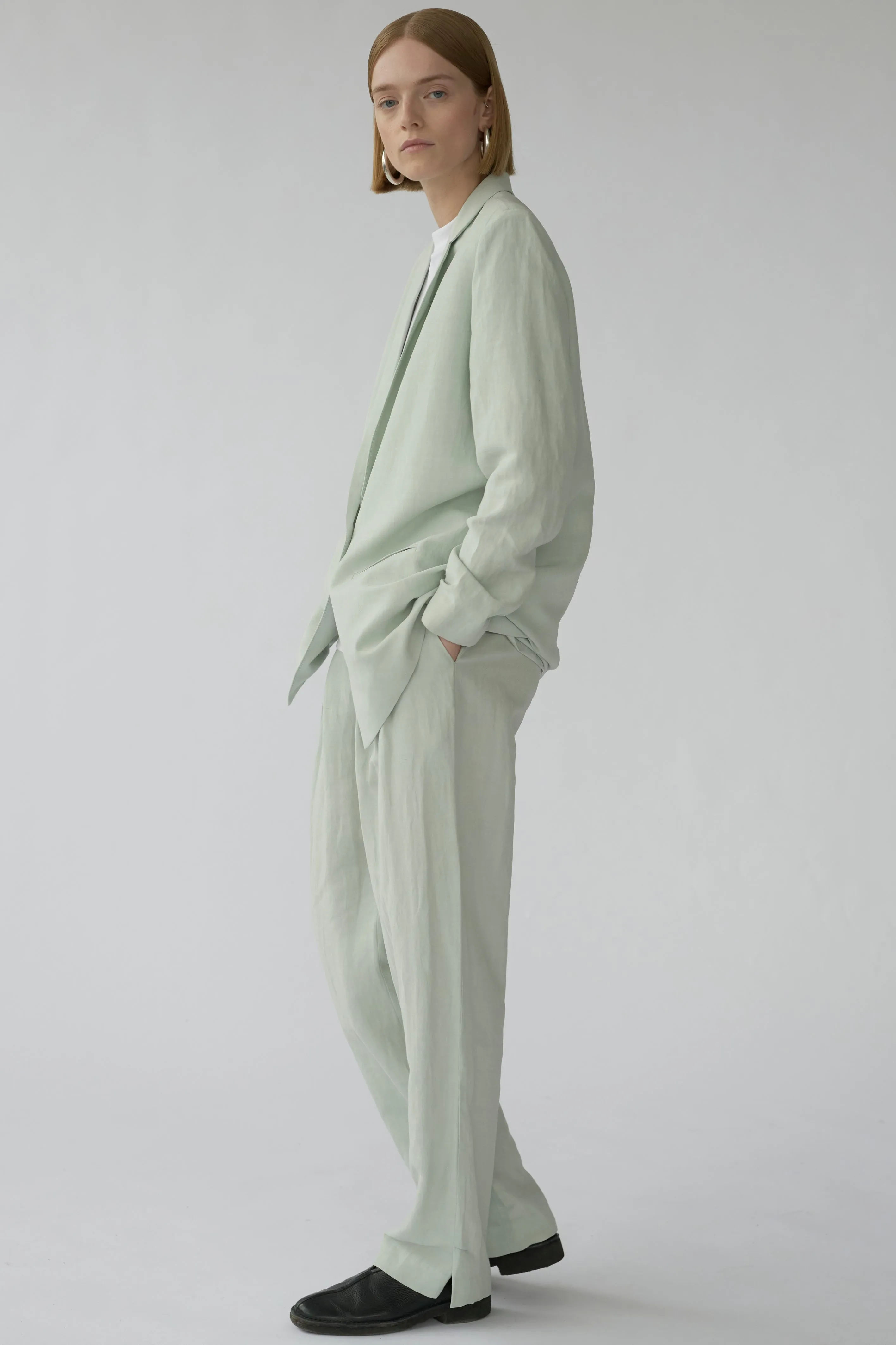 HARRY PANTS - MINT GREY - SILK/LINEN